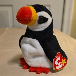 Ty Puffin Plush with Black, White, and Orange